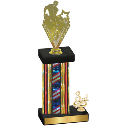 Accented Single Flag USA Third Place Rugby Trophy