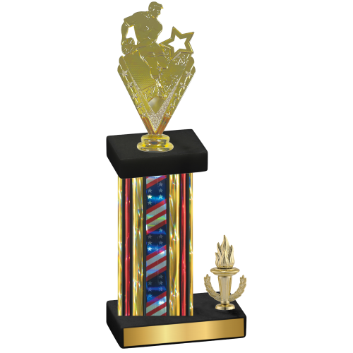 Accented Single Flag USA Victory Rugby Trophy