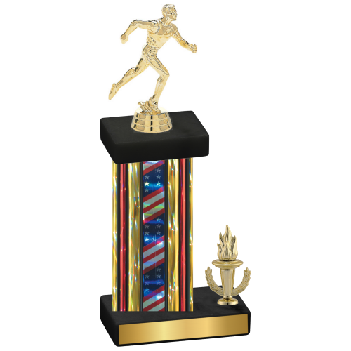 Accented Single Flag USA Victory Running Trophy