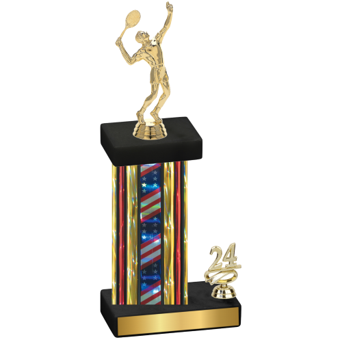 Accented Single Flag USA Year Tennis Trophy