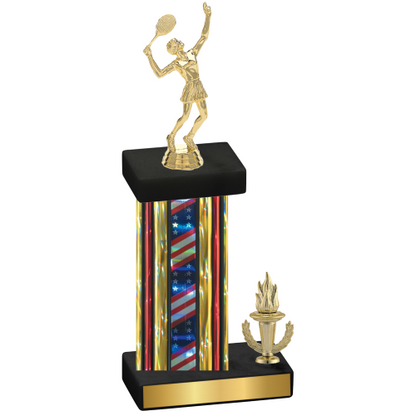 Accented Single Flag USA Victory Tennis Trophy