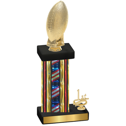 Accented Single Flag USA First Place Football Trophy