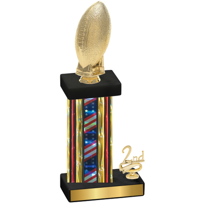 Accented Single Flag USA Second Place Football Trophy