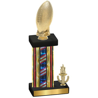 Accented Single Flag USA Victory Football Trophy