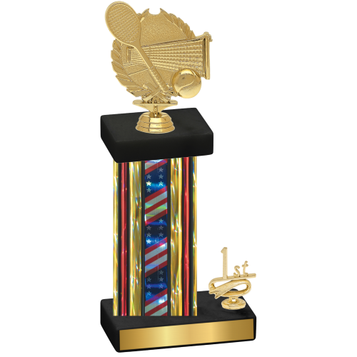 Accented Single Flag USA First Place Tennis Trophy