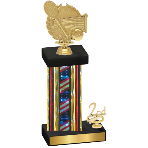 Accented Single Flag USA Second Place Tennis Trophy