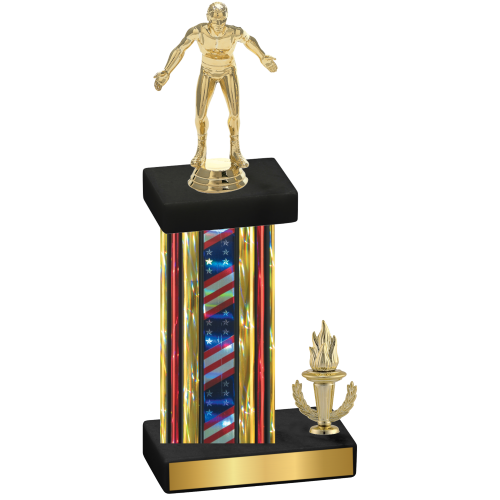 Accented Single Flag USA Victory Wrestling Trophy