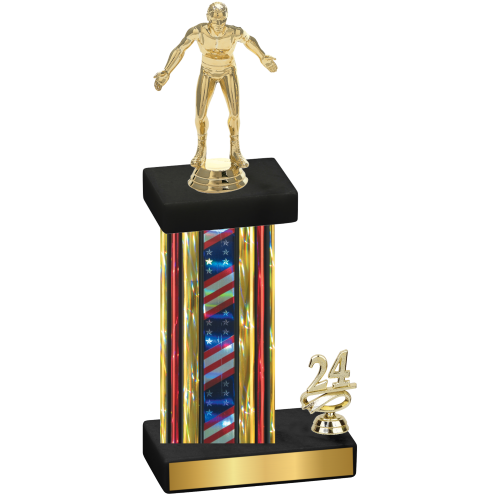 Accented Single Flag USA Year Wrestling Trophy