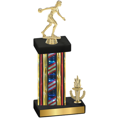 Accented Single Flag USA Victory Bowling Trophy