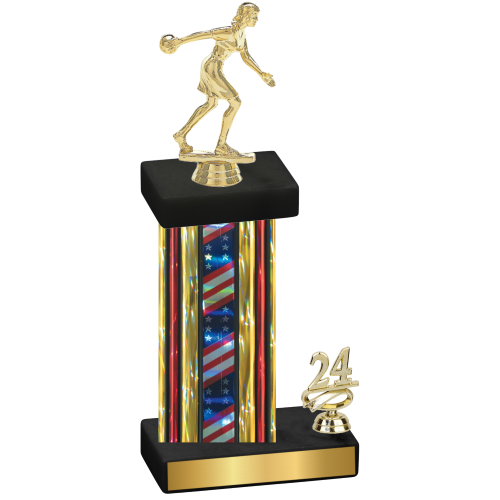 Accented Single Flag USA Year Bowling Trophy