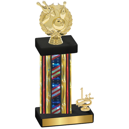 Accented Single Flag USA First Place Bowling Trophy