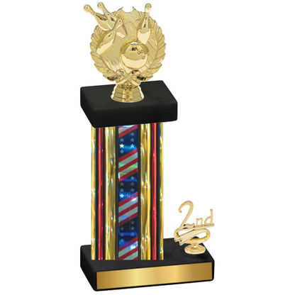 Accented Single Flag USA Second Place Bowling Trophy