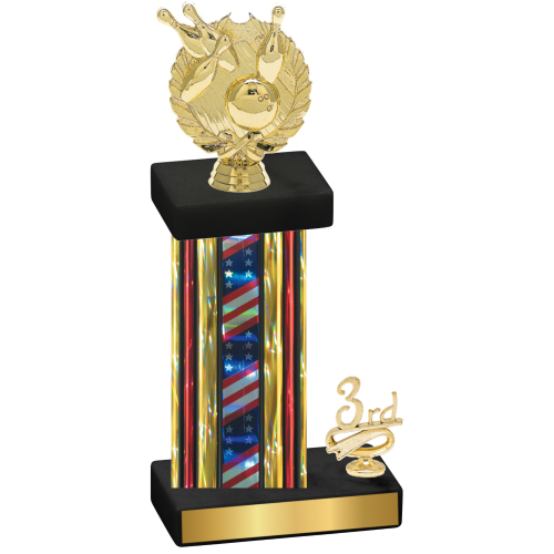 Accented Single Flag USA Third Place Bowling Trophy