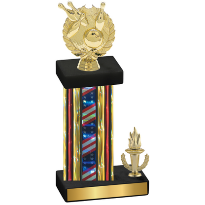 Accented Single Flag USA Victory Bowling Trophy