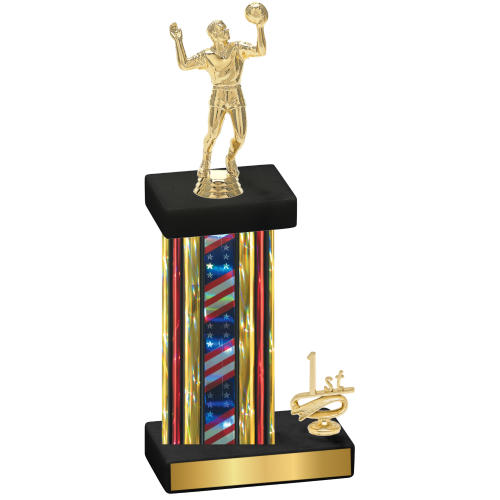 Accented Single Flag USA First Place Volleyball Trophy