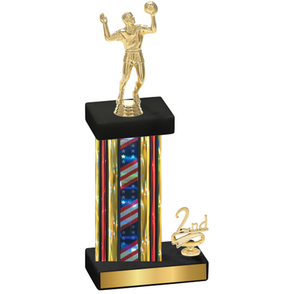 Accented Single Flag USA Second Place Volleyball Trophy