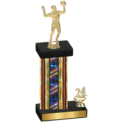 Accented Single Flag USA Year Volleyball Trophy