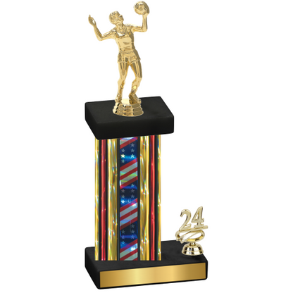 Accented Single Flag USA Year Volleyball Trophy