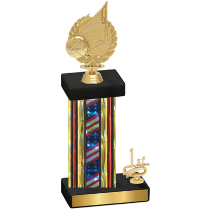 Accented Single Flag USA First Place Volleyball Trophy