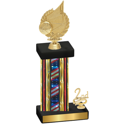 Accented Single Flag USA Second Place Volleyball Trophy