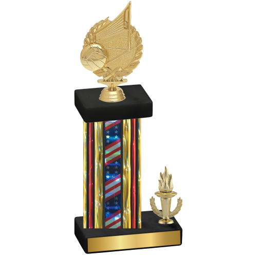 Accented Single Flag USA Victory Volleyball Trophy