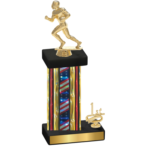 Accented Single Flag USA First Place Football Trophy