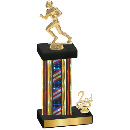 Accented Single Flag USA Second Place Football Trophy