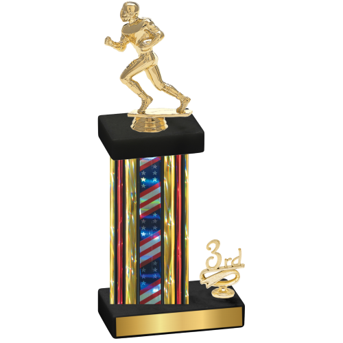 Accented Single Flag USA Third Place Football Trophy
