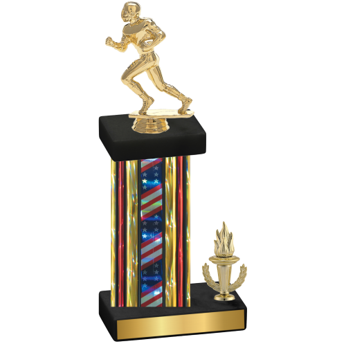 Accented Single Flag USA Victory Football Trophy