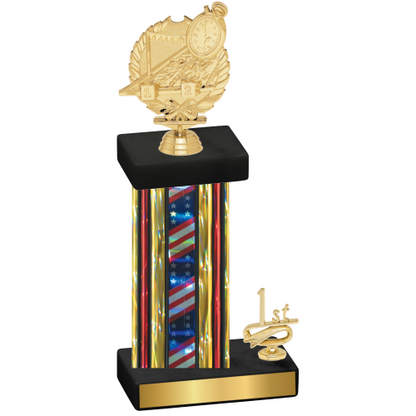 Accented Single Flag USA First Place Swimming Trophy