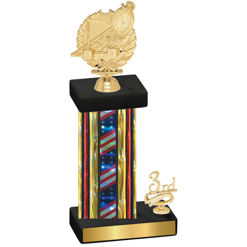 Accented Single Flag USA Third Place Swimming Trophy
