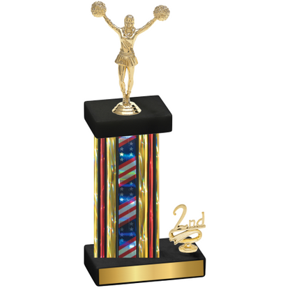 Accented Single Flag USA Second Place Cheerleading Trophy