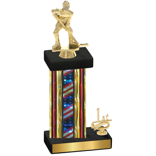 Accented Single Flag USA First Place Hockey Trophy