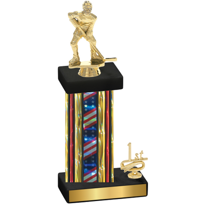 Accented Single Flag USA First Place Hockey Trophy