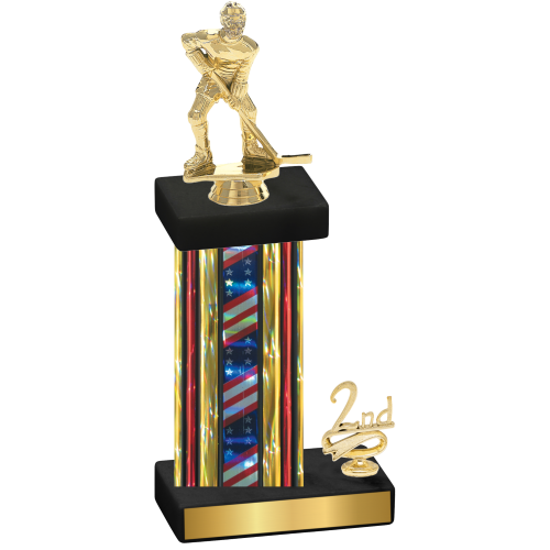 Accented Single Flag USA Second Place Hockey Trophy