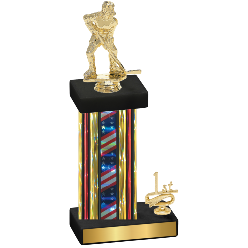 Accented Single Flag USA First Place Hockey Trophy