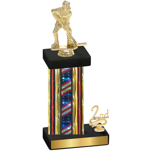 Accented Single Flag USA Second Place Hockey Trophy