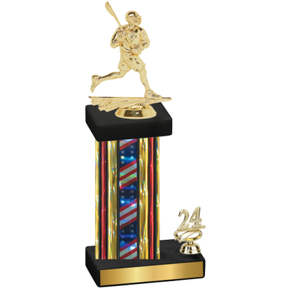 Accented Single Flag USA Year Lacrosse Trophy