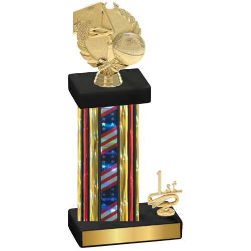 Accented Single Flag USA First Place Basketball Trophy