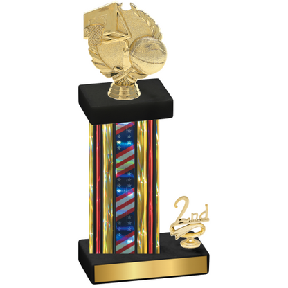 Accented Single Flag USA Second Place Basketball Trophy