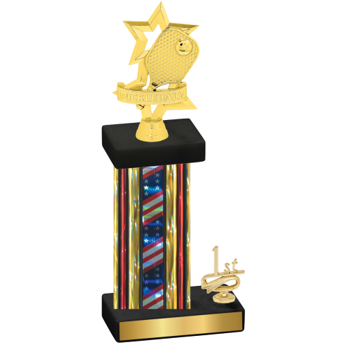 Accented Single Flag USA First Place Pickleball Trophy