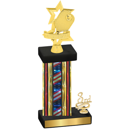 Accented Single Flag USA Third Place Pickleball Trophy