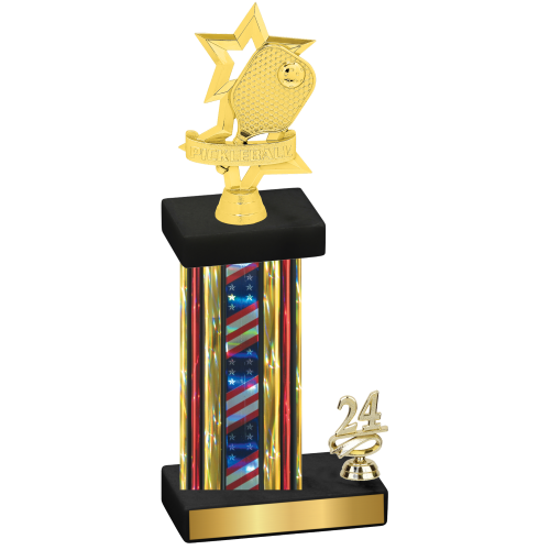 Accented Single Flag USA Year Pickleball Trophy