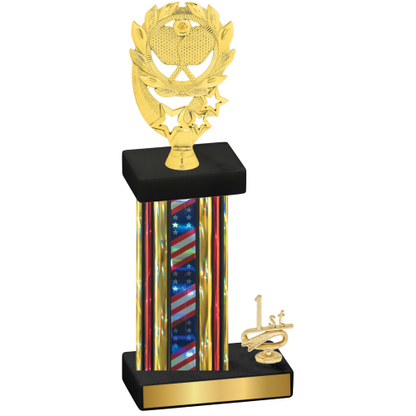 Accented Single Flag USA First Place Pickleball Trophy