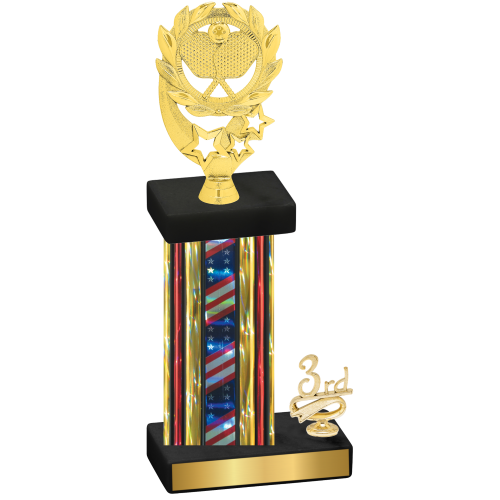 Accented Single Flag USA Third Place Pickleball Trophy