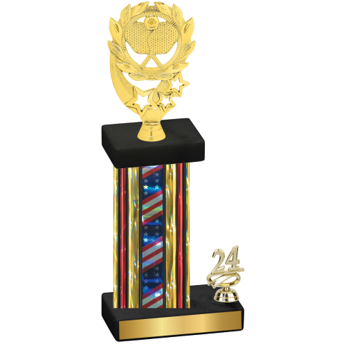 Accented Single Flag USA Year Pickleball Trophy