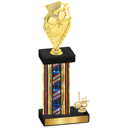 Accented Single Flag USA First Place Pickleball Trophy