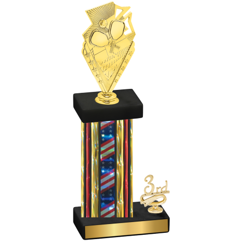Accented Single Flag USA Third Place Pickleball Trophy