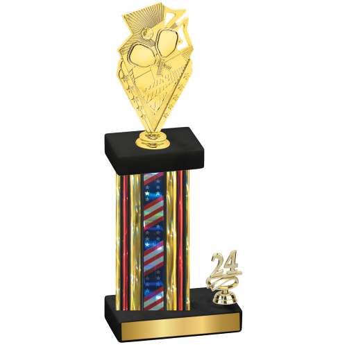 Accented Single Flag USA Year Pickleball Trophy