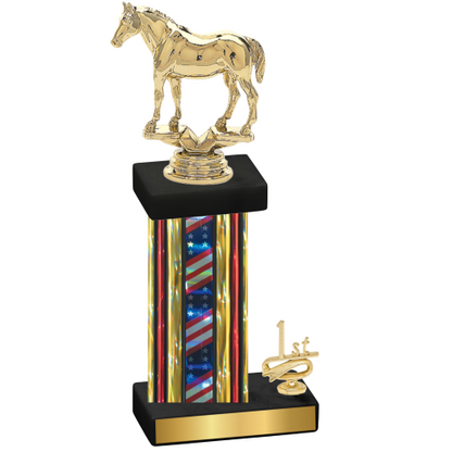 Accented Single Flag USA First Place Horses Trophy